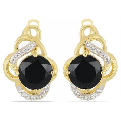 BUY 925 STERLING SILVER BLACK ONYX ROUND GEMSTONE CLASSIC EARRINGS WITH CUBIC ZIRCONIA – GOLD PLATED WHOLESALE JEWELRY
